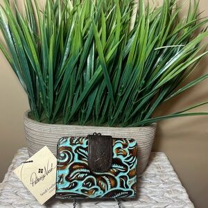 Patricia Nash Iberia Wallet in Tooled Turquoise NWT
